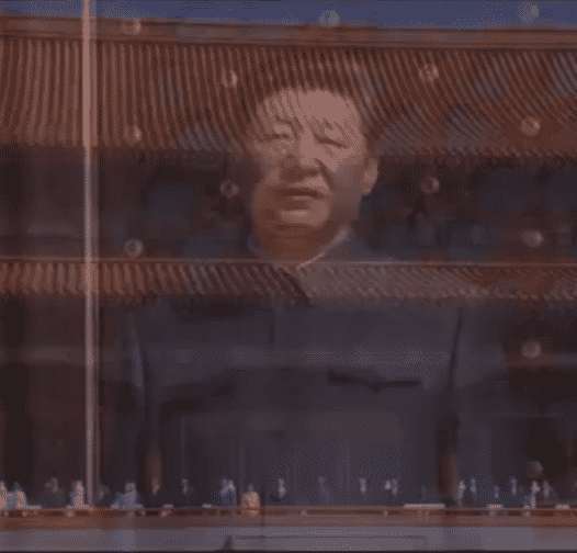 vday parade xi jinping's shadow overlooking close up